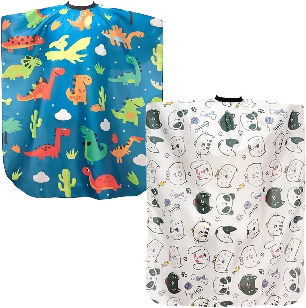 Kappercape voor Kinderen, 2 Stuks - Dinosaurus + Kat - Verstelbaar - Ideaal voor Thuis Salon - ShopVlot