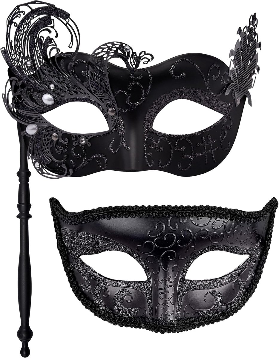 Venetiaans masker set van 2 - half gezicht - voor koppels - perfect voor carnaval en Halloween - ShopVlot