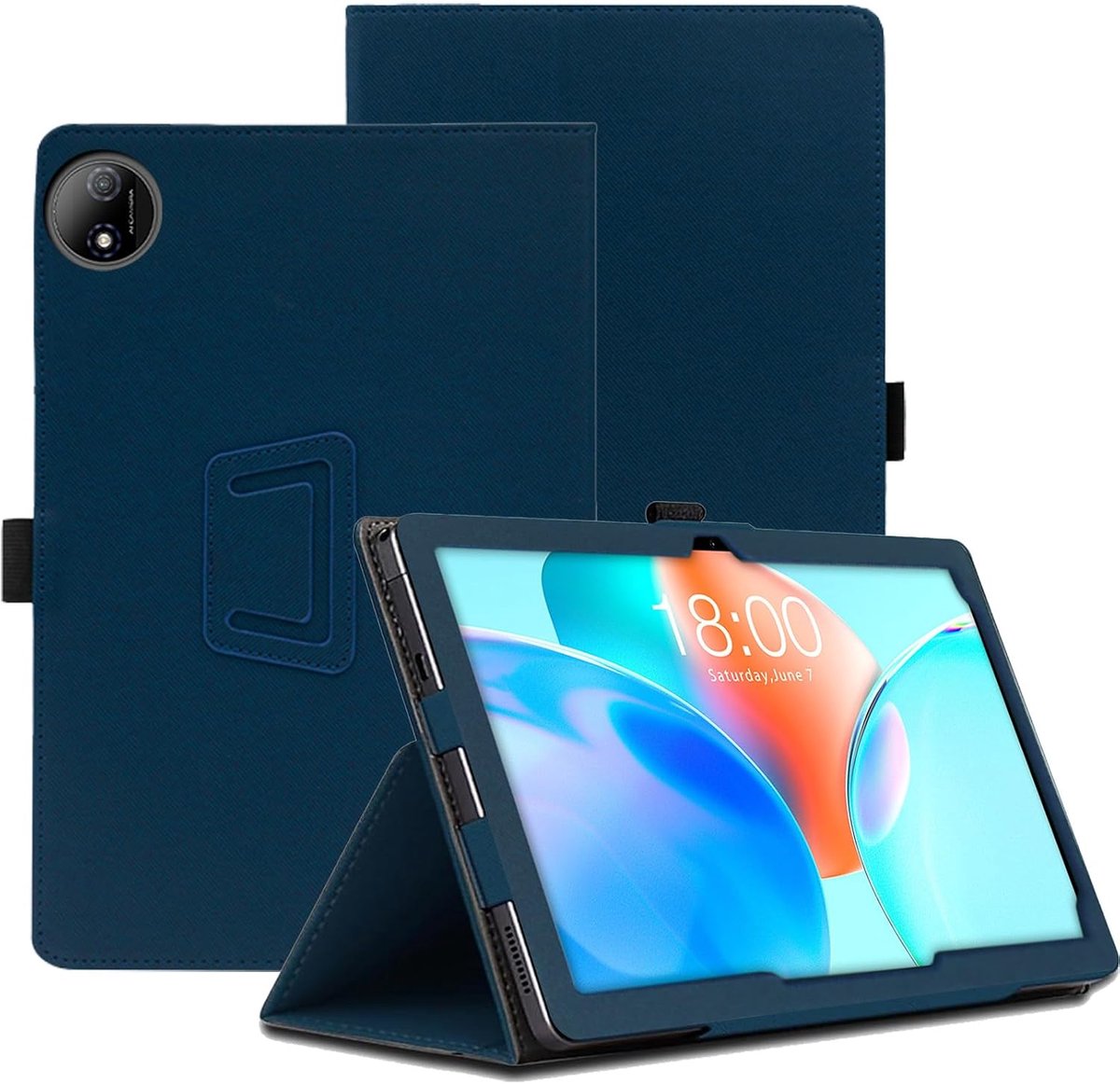 KUSINHOKA Beschermhoes voor Teclast P50T 27,9 cm (11 inch), PU-leer, met standfunctie, schokbestendig, magnetisch, met - ShopVlot
