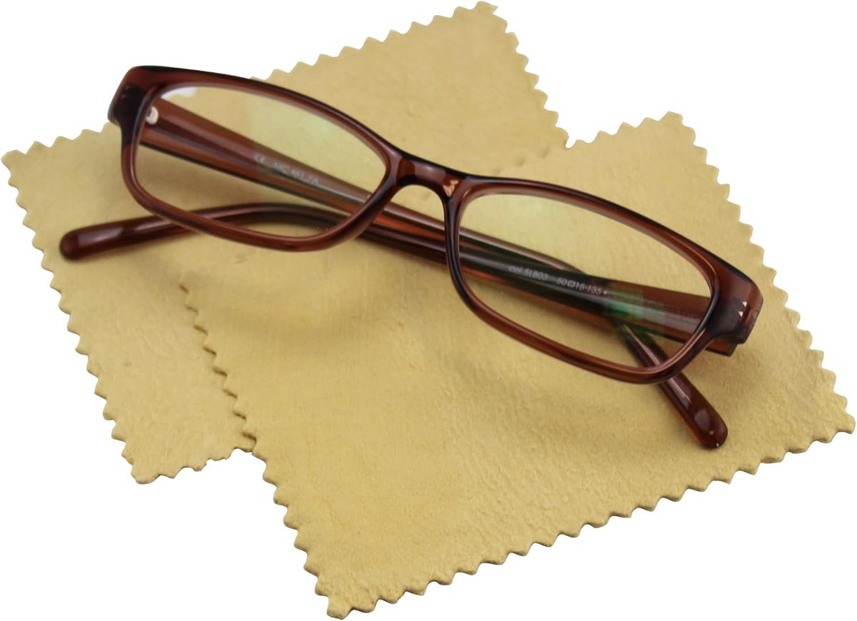 SnelShoppen - Fine Genuine Leather Glazen Poetsdoek - Luxe Echt Leer - Set van 2 - 10 x 15 cm - Voor Brillen, Lensen en Displays - Zacht en Effectief