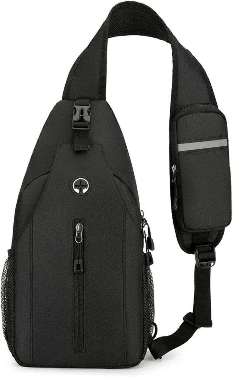 Schoudertas voor mannen - zwart - sling bag - ideaal voor sport en trekking - ShopVlot