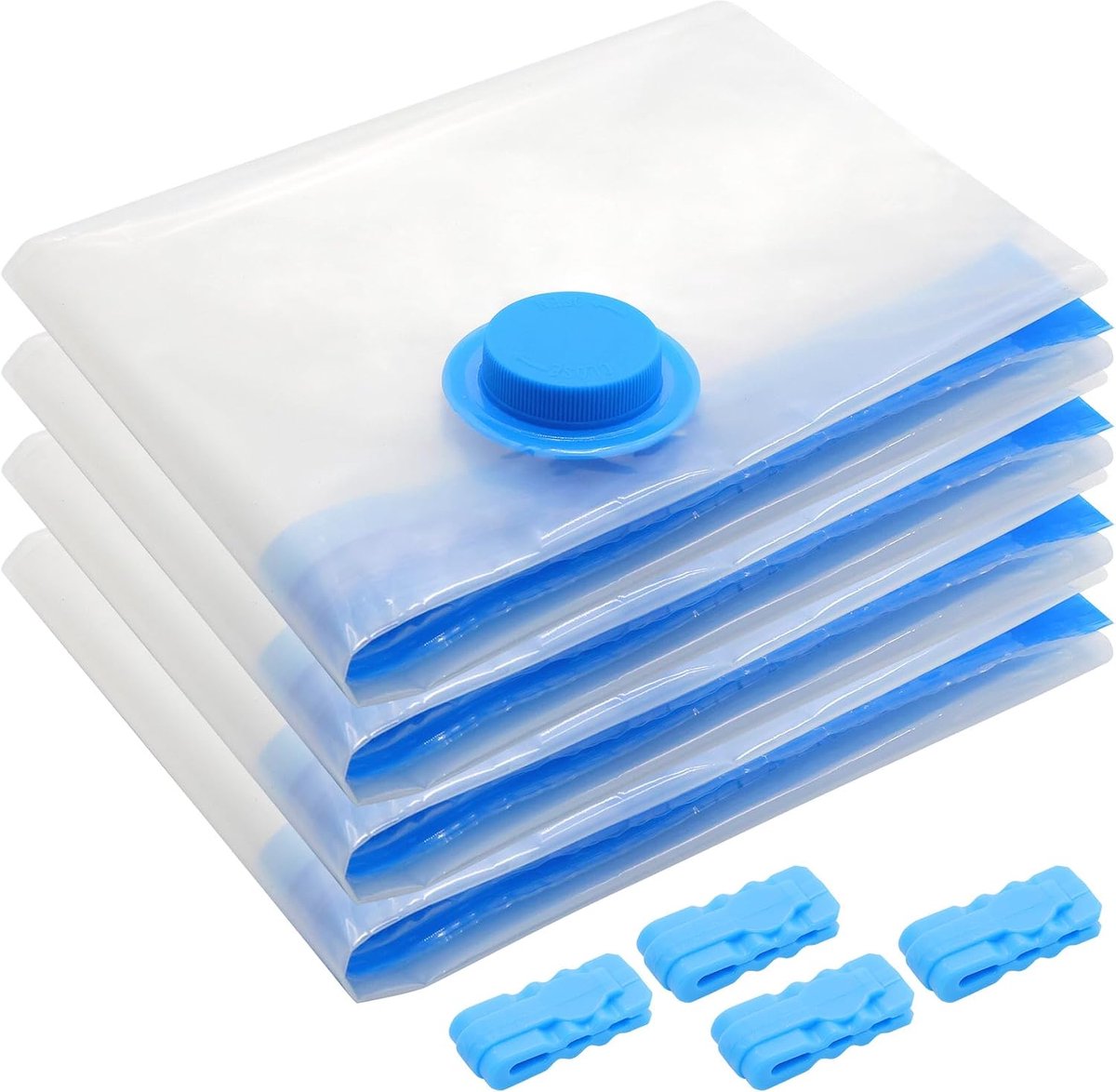 SnelShoppen - 4 Stuks Ruimtebesparende Vacuüm Opbergzakken 60x40 cm voor Kleding - Luchtdicht, Ideaal voor Reizen en Thuis, Hoge Kwaliteit PA/PE Mater