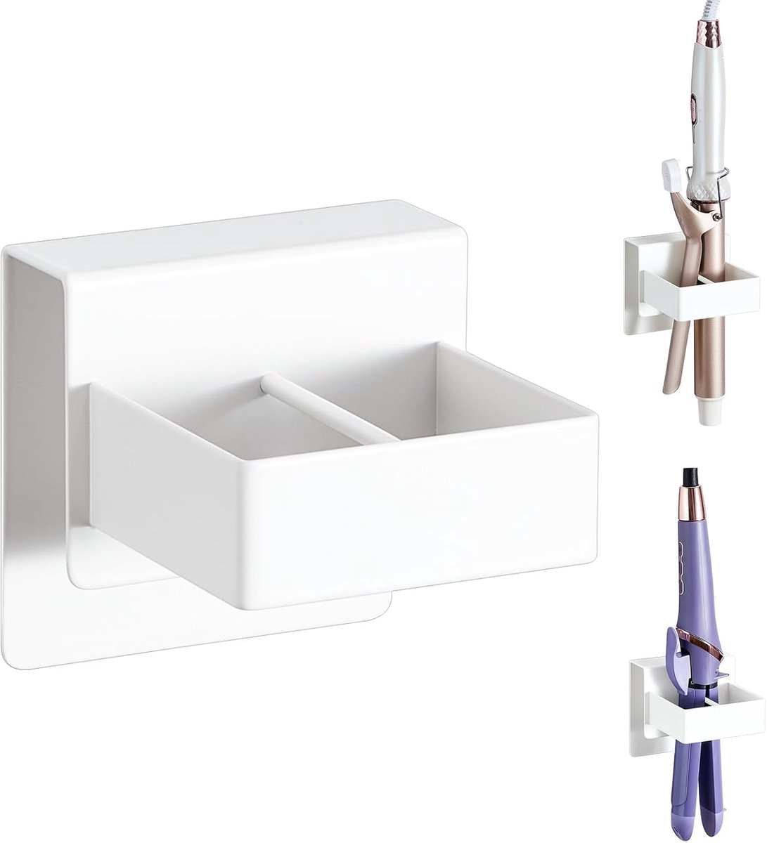 SnelShoppen - Hair Dryer Holder Wandbevestiging - Zelfklevende Haardrogerhouder - Haardroger en Steilijzer Houder voor Badkamer, Kapsalons, en Wasbakk