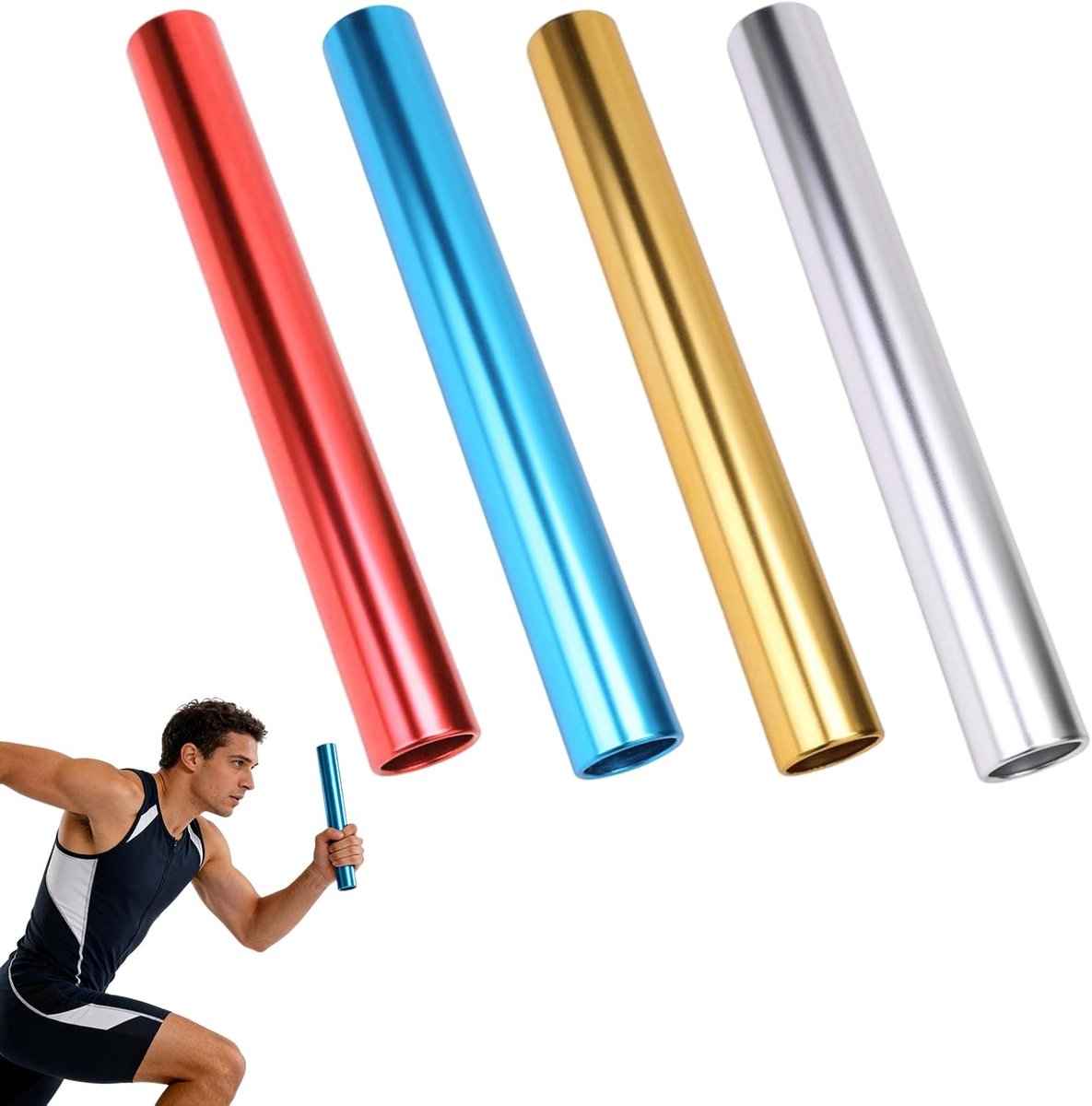 atletiek staaf 29 x 3,8 x 3,8 cm - aluminium - lichtgewicht - ideaal voor trainingen - ShopVlot