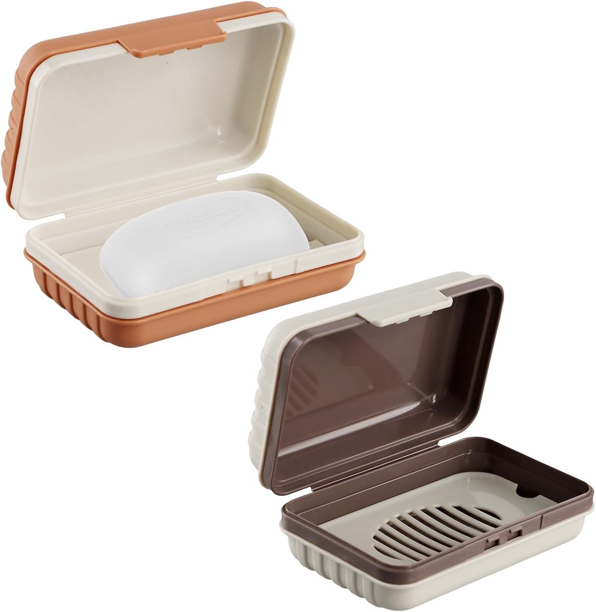 Zeepdispenser met Deksel - Set van 2 - Wit en Oranje - Met Druipbakje - Ideaal voor Thuis en Op Reis - ShopVlot
