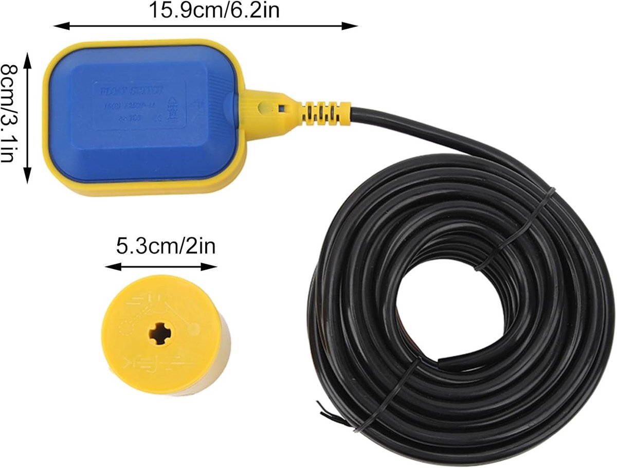 Float switch 10m - automatische waterniveaucontroller - geschikt voor pompen - ideaal voor tanks en zwembaden - ShopVlot