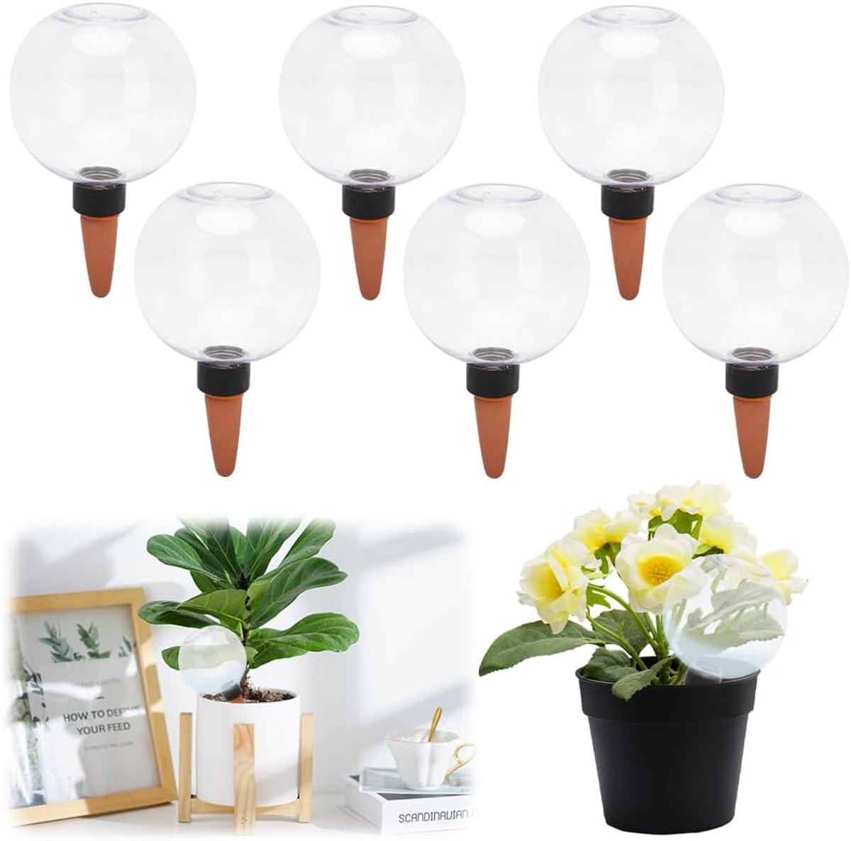 SnelShoppen - 6 stuks irrigatieballen voor planten, 500 ml waterdispenser, automatische plantenirrigatie, zelfbewatering voor binnen en buiten, ideaal