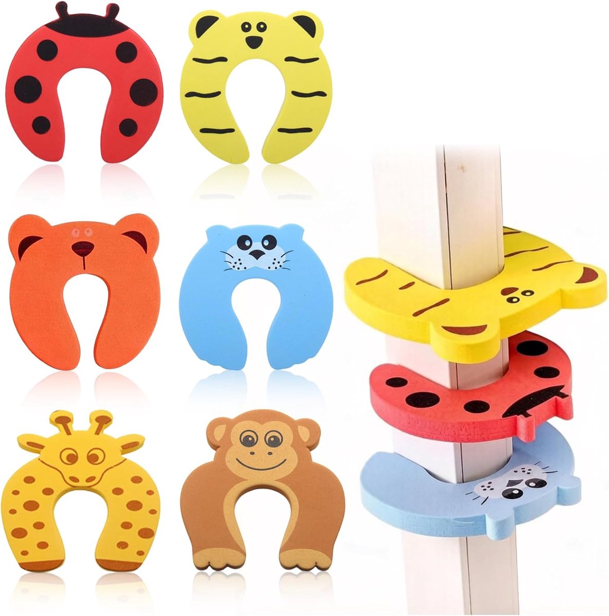 Set van 6 klembeschermingen voor deuren en kinderen, kinderbeveiliging, deur- en vingerbescherming, zachte - ShopVlot
