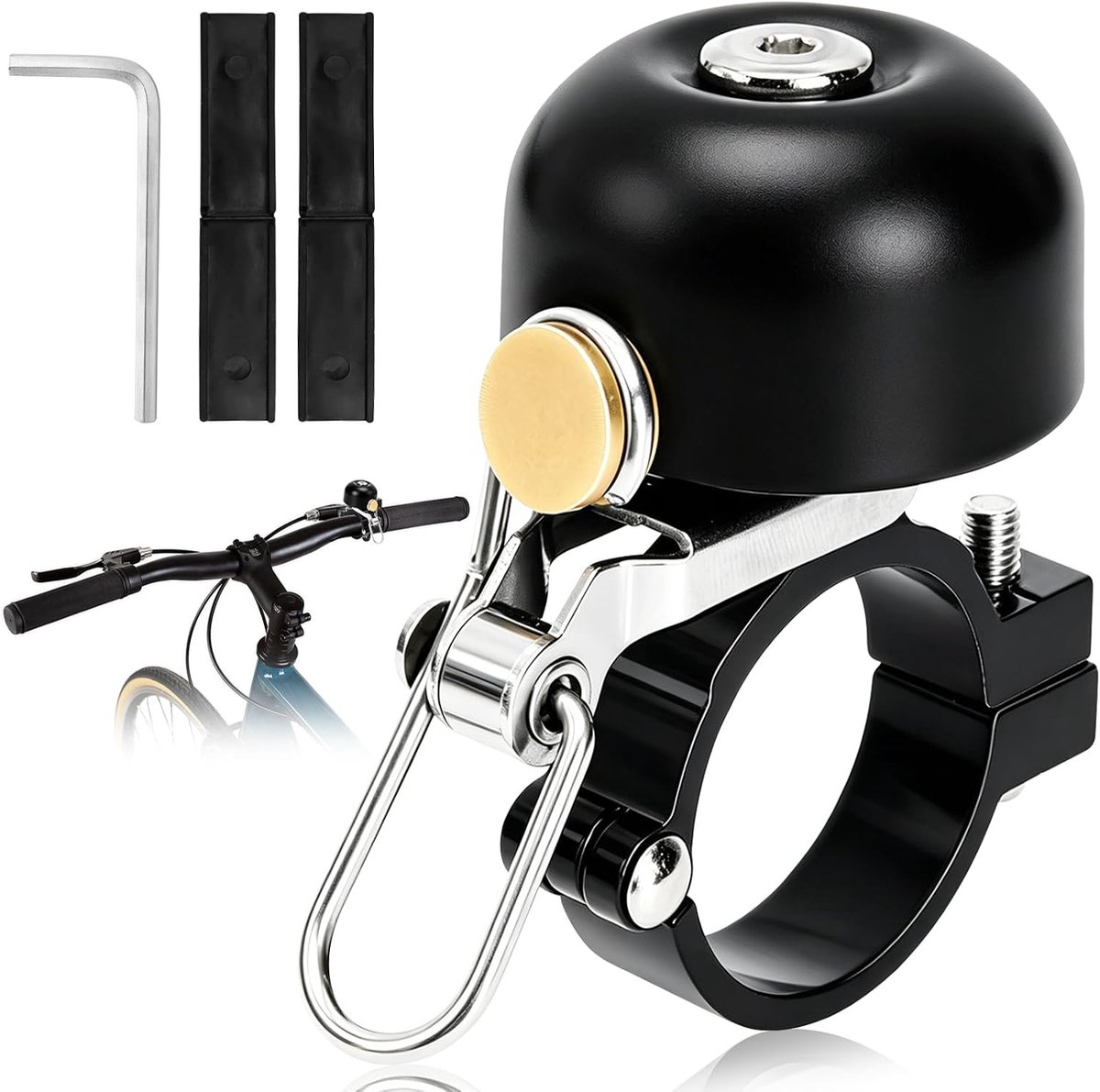 Luid, kleine bel, fiets, 80 dB, voor stuur van 22,2-28 mm, koperlegering, roestbescherming, fietsaccessoires voor kinderen en volwassenen
