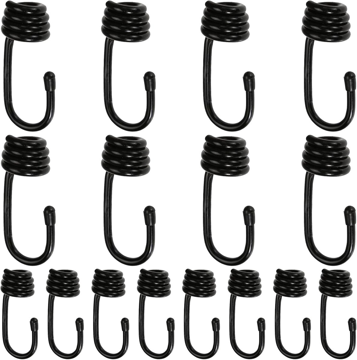 Haken + 8 stuks 85 mm spiraalhaken spanhaken expanderhaken dekzeilhaken gelakte metalen haken voor bungee touwen schokken elastisch touw