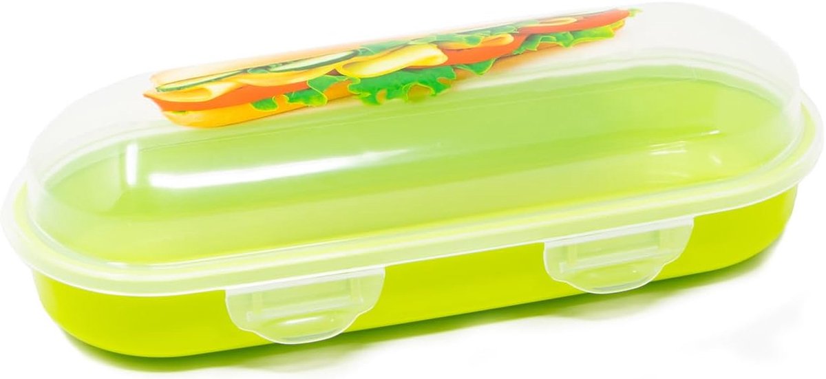 Lunchhouder, Sandwich Lunchbox Herbruikbare Voedselopslag BPA-vrij, 9.5x23x6.75cm Gemaakt in Spanje. Verzending van 1 eenheid, willekeurige kleur.