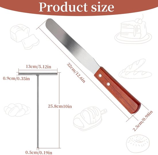 Set van 2 pannenkoekenverdelers en pannenkoeken, roestvrij staal, comfortabele handgreep, deegverdeler, spatel voor pannenkoeken, galette, pannenkoeken, pannenkoeken, pannenkoeken, pannenkoeken — afbeelding 2