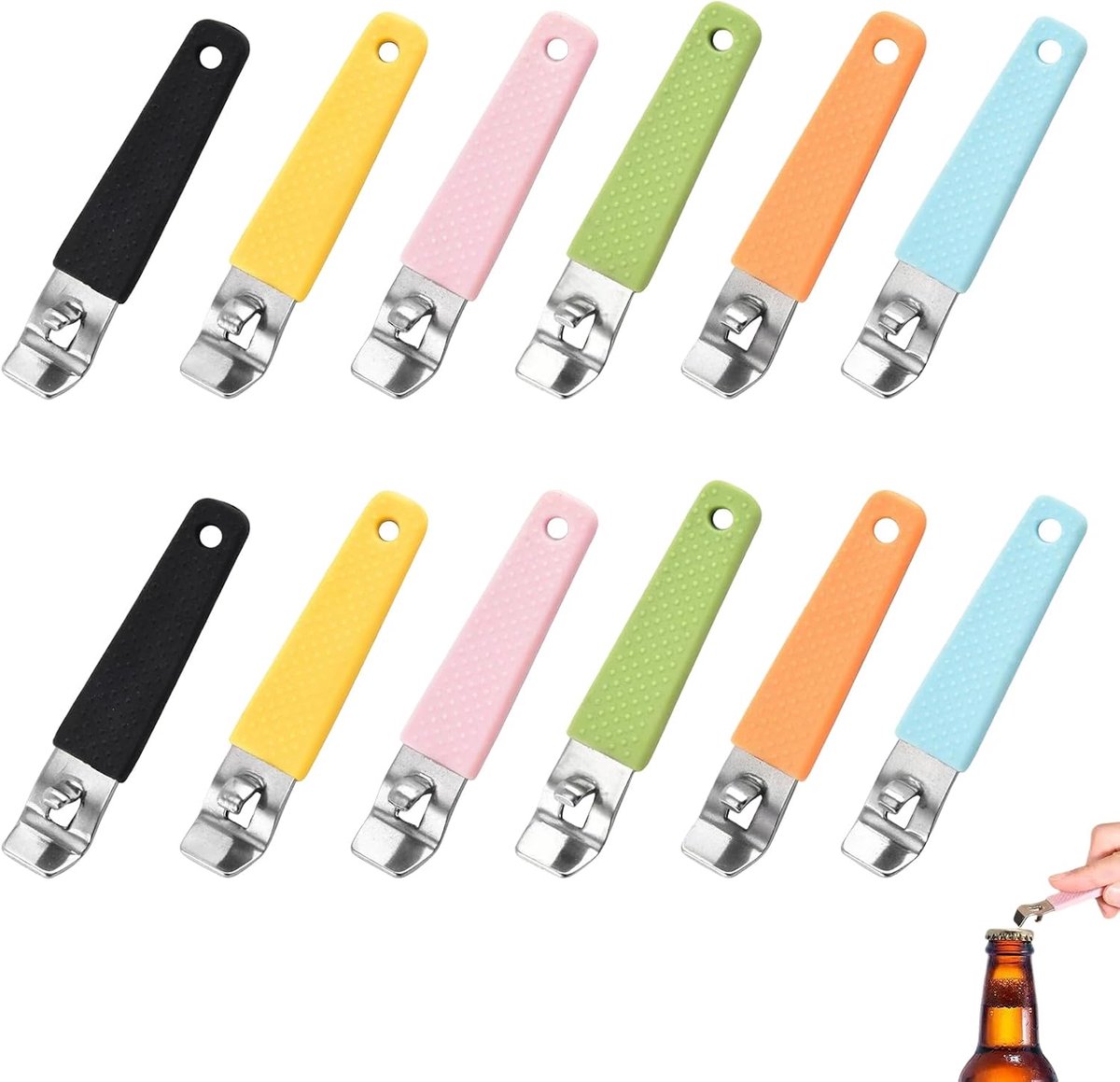 12 stuks flesopener, sleutelhanger, bierflesopener, multifunctionele flesopener, roestvrij stalen opener - ShopVlot