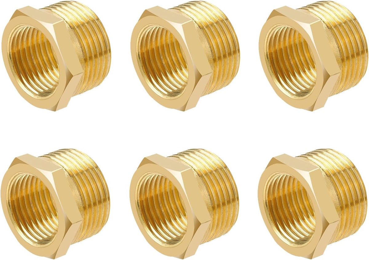 6 Pcs Reduction 3/4 to 1/2 Brass Reducer Threaded Fitting, AG/IG Reduction, 3/4 Inch Male Thread to 1/2 Inch Female - ShopVlot