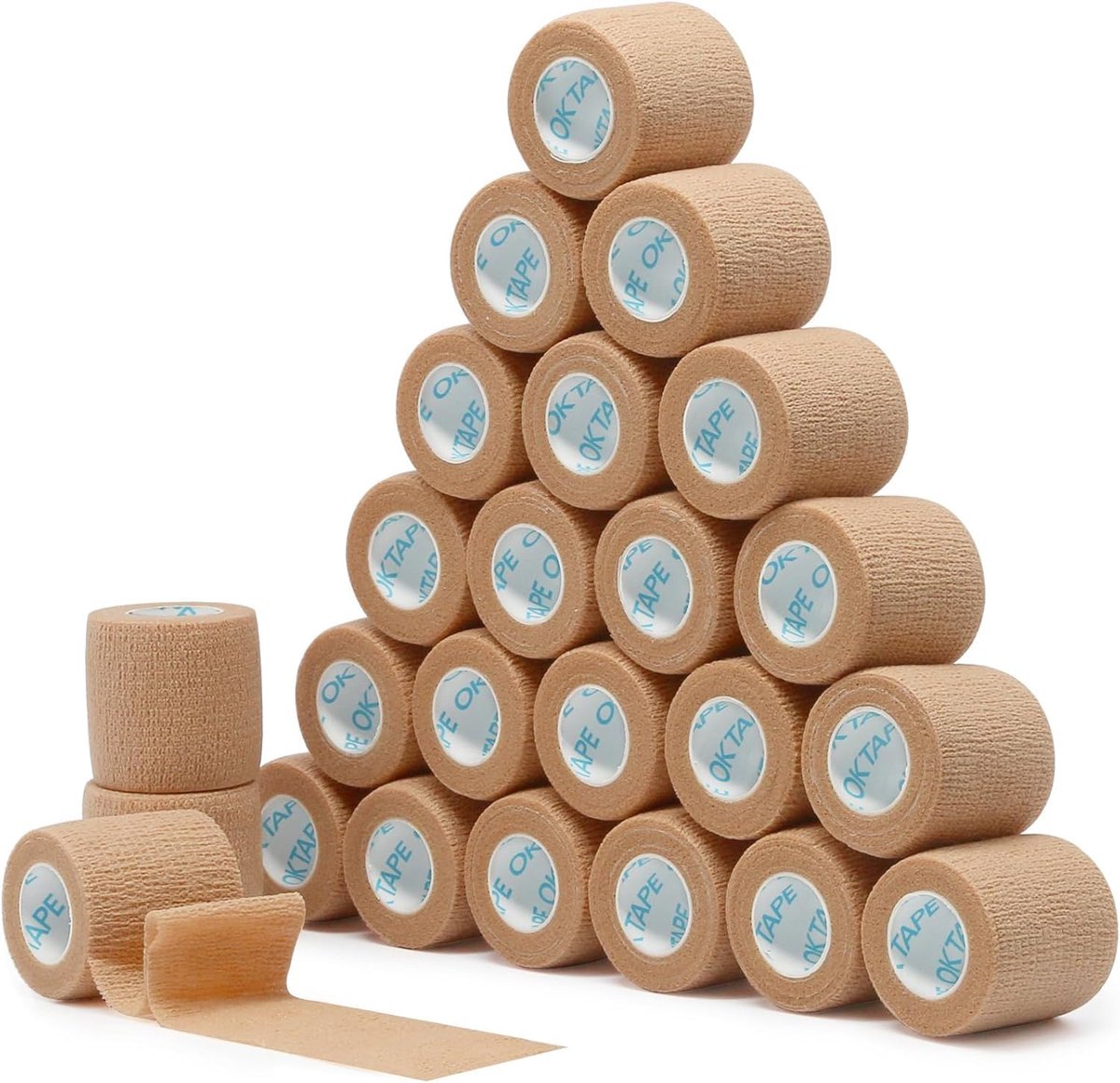 OK TAPE Zelfklevende cohesieve bandages, 24 rollen, zelfklevende sportband van vliesstof, dierenartsbandage voor duim - ShopVlot