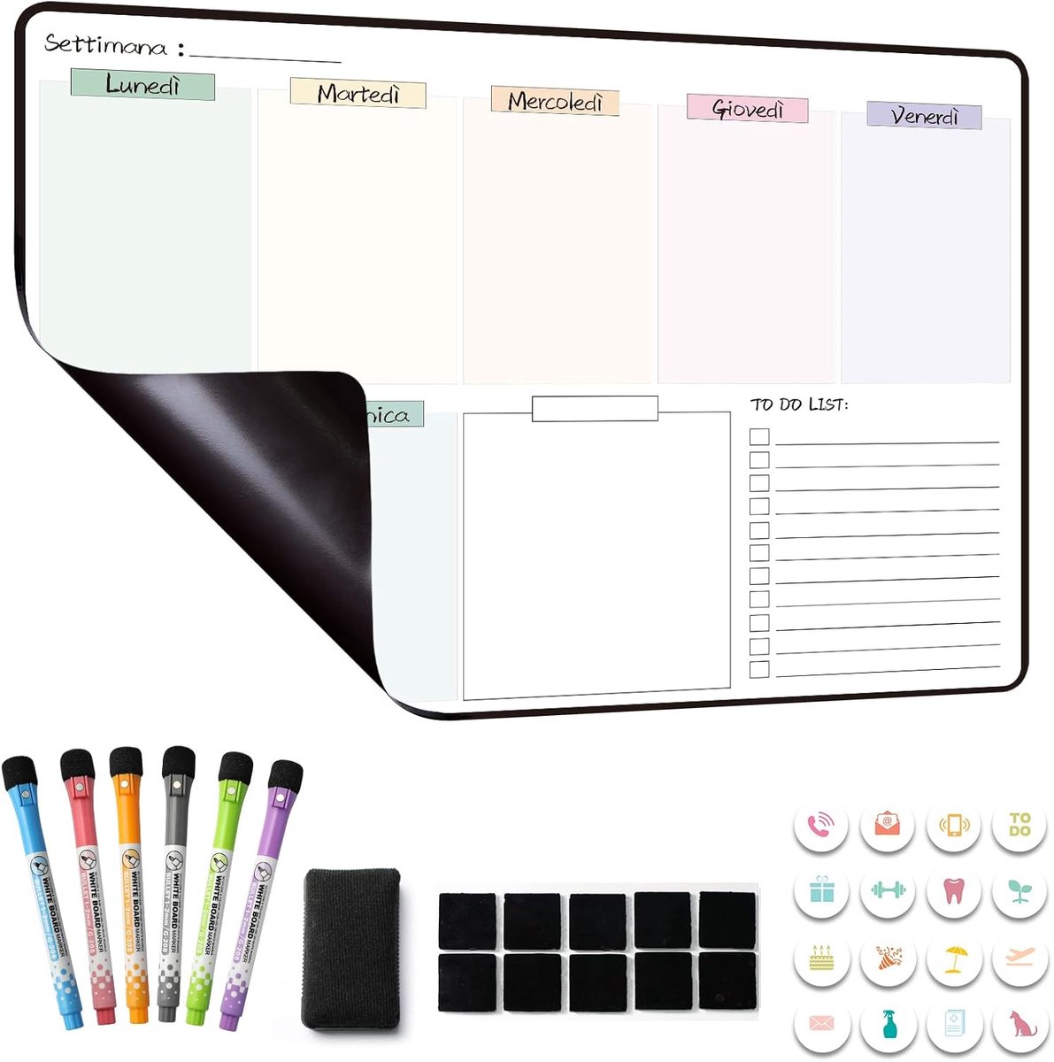 MCCORL Magnetic Weekly Calendar for Refrigerator, Magnetic Family Calendar, To-Do List, Weekly Planner, Washable for - ShopVlot