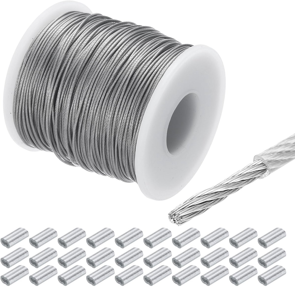 Staalkabel 100 m 3/64 inch - roestvrij staal 304 - vinylgecoat - ideaal voor ophangsystemen - ShopVlot