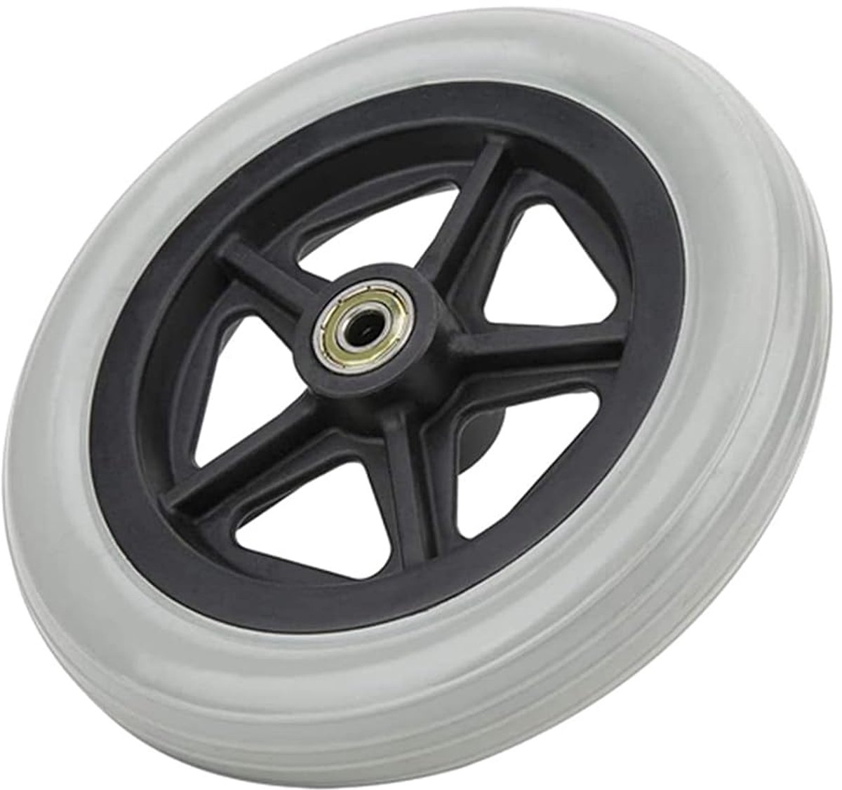 7 inch rolstoel voorwiel, 608ZZ 176 mm grijs rubberen scrollwiel vervangende rollator voor mensen met een handicap