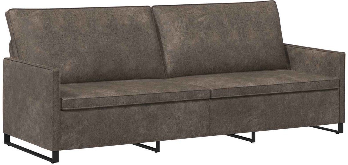 vidaXL 3-zits - sofa - Donkergrijs - 220 - x - 81 - x - 82 - cm - Kunstsuède - stof