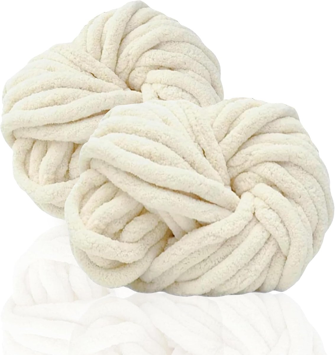Wol, 500 g, super zacht chenille, dikke garen voor tapijten, bankdekens, woondecoratie, armbreien, sjaals, mutsen, huisdiernest (beige)