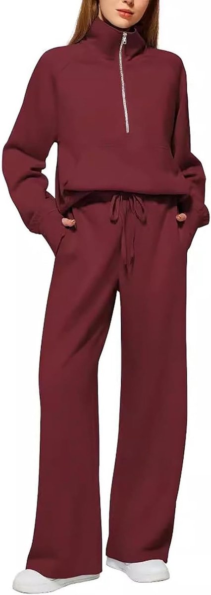 Set van broek en top voor dames, katoen, 2-delig, korte mouwen, vloeiende broek, chic, elegant, avond, licht, zacht, comfortabel, zacht, kantoor, A31