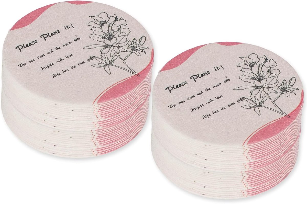 40 stuks plantbaar zaadpapier in ronden, wenskaarten, handgemaakt van gerecycled zaadpapier met wilde bloemenzaden, ideaal voor verjaardagsfeesten, bruiloften, bedankkaarten en uitnodigingen
