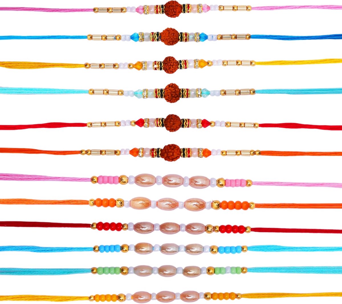 For Brother Sister Set of 12 Rakhi Thread Bracelet Dora Set Gift Card