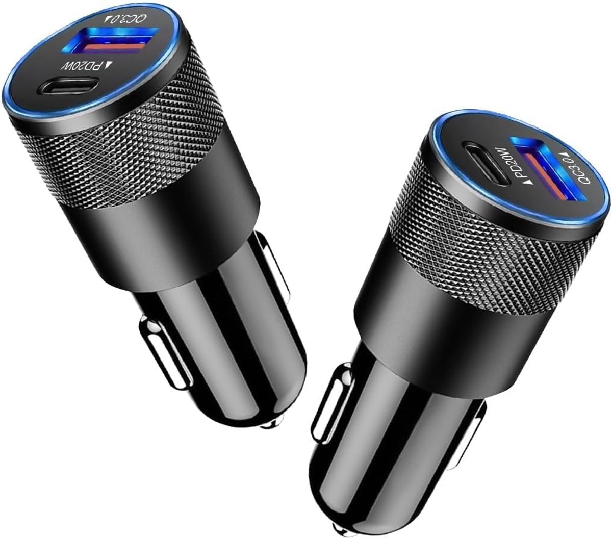 2 stuks sigarettenaansteker USB C, autolader voor mobiele telefoon