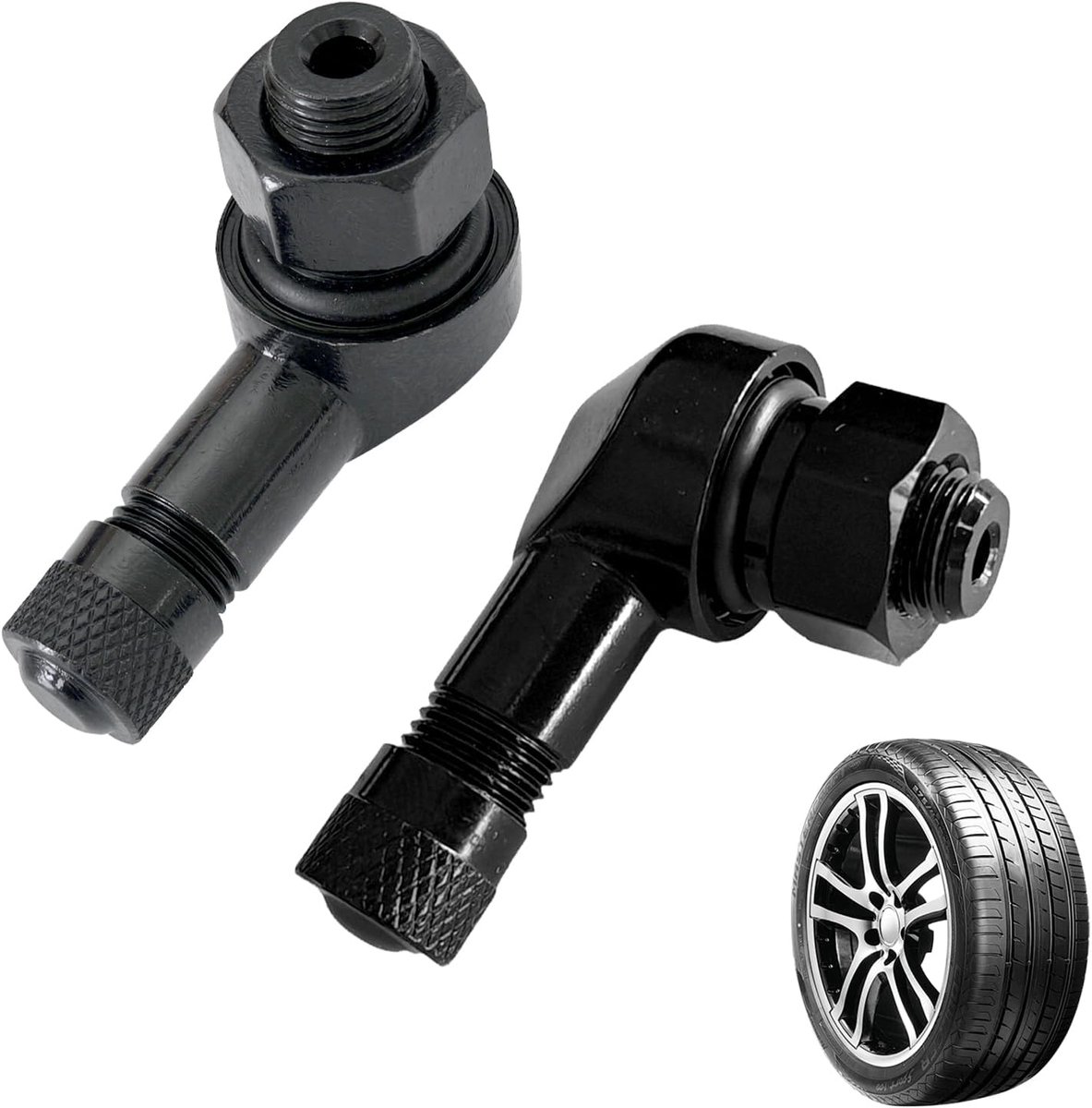 2 stuks 90° hoekventielen voor motorbanden, adapter van aluminium, robuust en corrosiebestendig, 8,3 mm ventielen, compatibel met meerdere modellen, eenvoudig te installeren