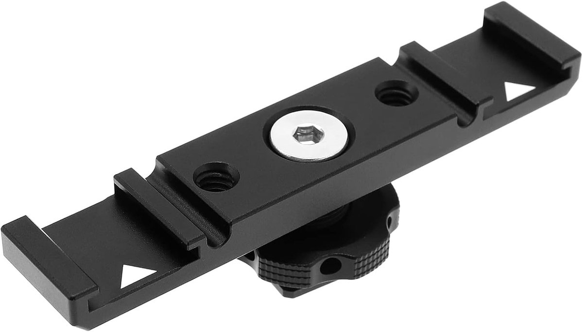 Schoen Adapter Camera Dual Koude Schoen Mount Beugel Aluminium Hot Shoe Extension Bar voor Microfoon Flash LED Lichten Monitoren 1/4 "Draad Gat