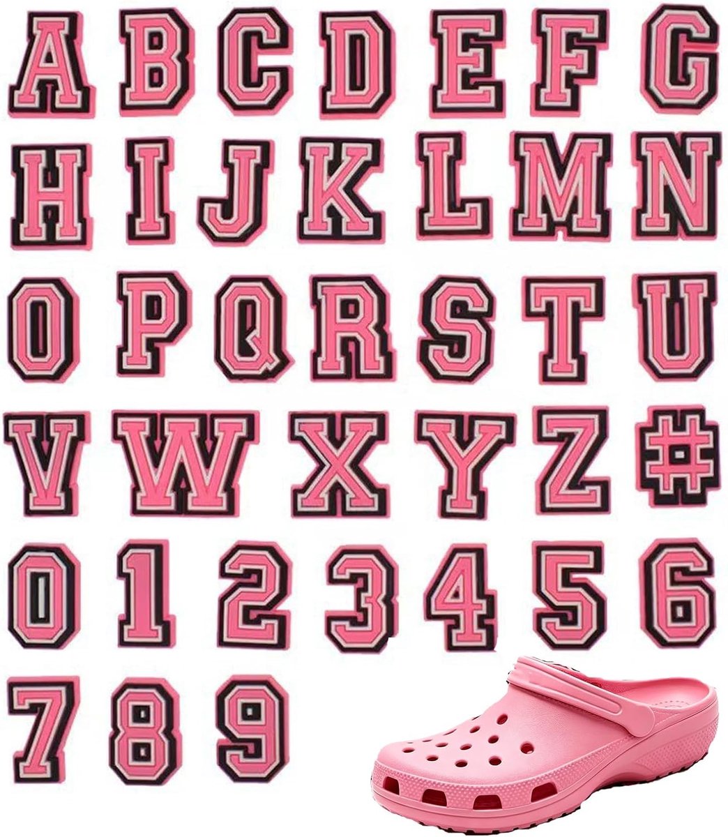 Bedels, decoraties, gepersonaliseerd, decoratie voor jongens en meisjes, zandalen, clogs, letters A t/m Z, cijfers 0 t/m 9# schoenbedels