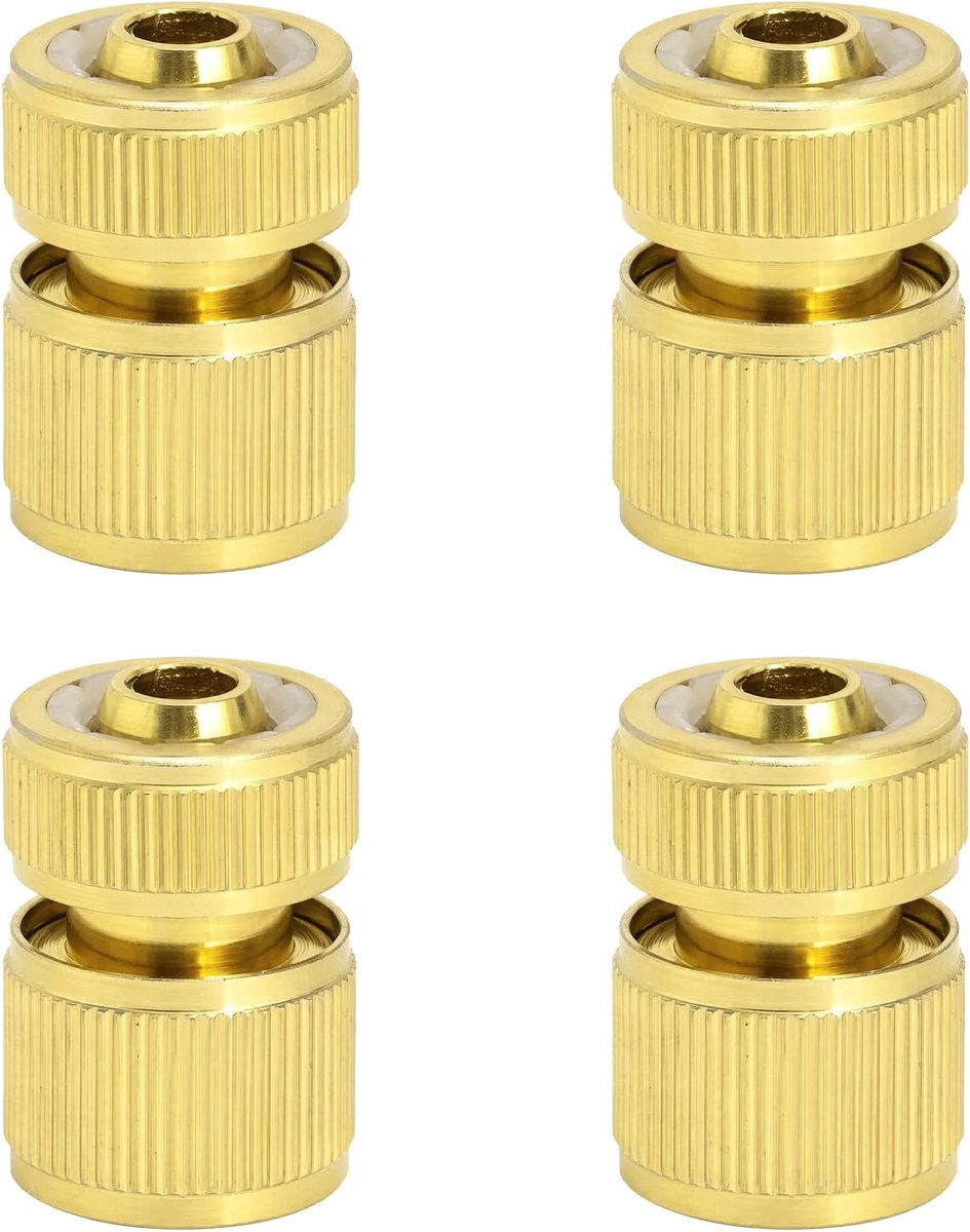 Set van 4 messing slangkoppelingen met een 1/2-inch slangaansluiting