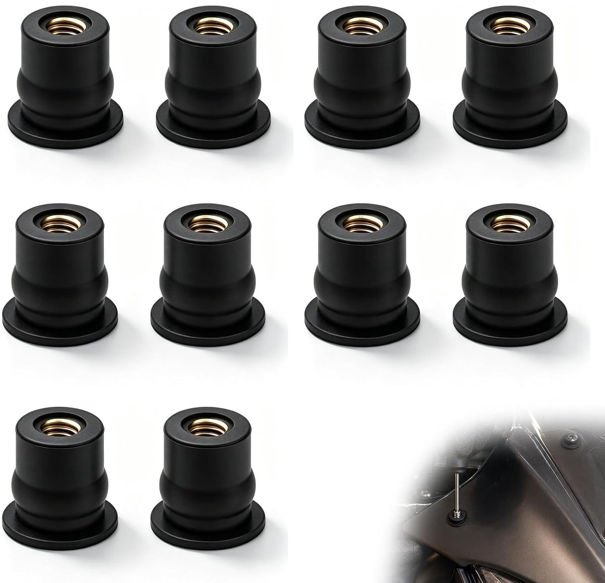 10 stuks rubberen moeren m6 bevestiging bubbels motorfiets zwart