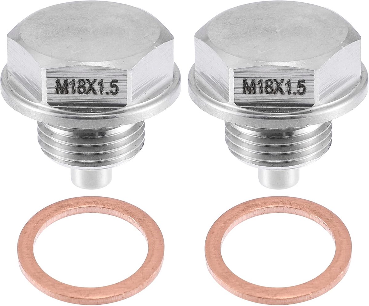 Voertuig Motor Magnetische Olie Afvoerplug M18x1.5 Met Pakking (Set Van 2)