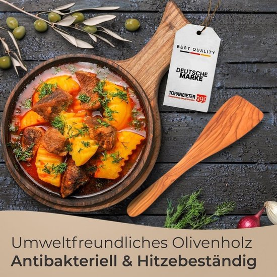 Kooklepelset 3-delige olijfhout Keukenhulpjes verschillende uitvoeringen- saladebestek, honinglepel, zout- of pepermolen (spatule set 3-delig) — afbeelding 4