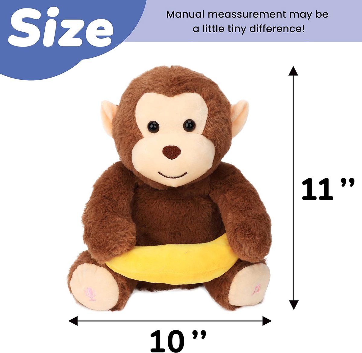 Peek A Boo Monkey with Banana Interactive Repeats What You Say Pluche Toy Muzikaal Zingen Pratend Knuffel Schattig Elektrisch Animate Verjaardagsfeest Bruin, 35 cm