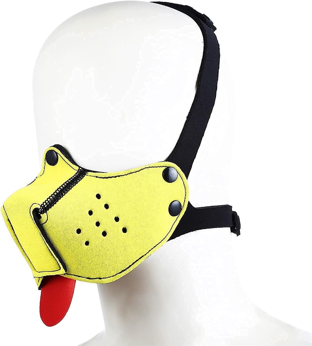 Zacht latex, petplay puppy-masker, puppymasker, hondenkostuum, maskers, seksspeelgoed voor paren, seksspeelgoed, slaaf, cosplay, party, Halloween, maskerade (geel)