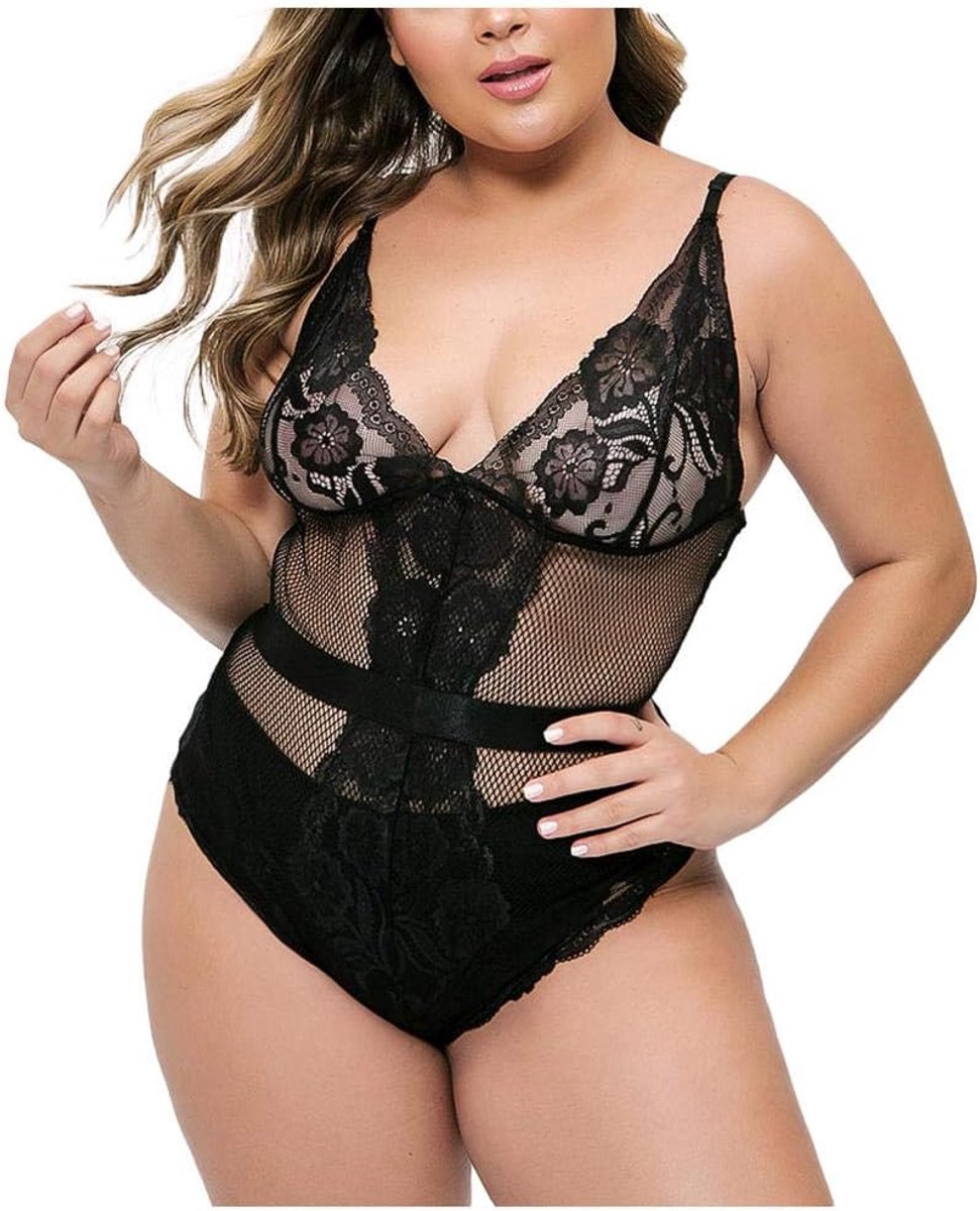 Bodystockings dames Vrouwen Erotisch Ondergoed Plus Size See Through Lace Nachtkleding Sexy Lingerie Porno Backless Kostuum