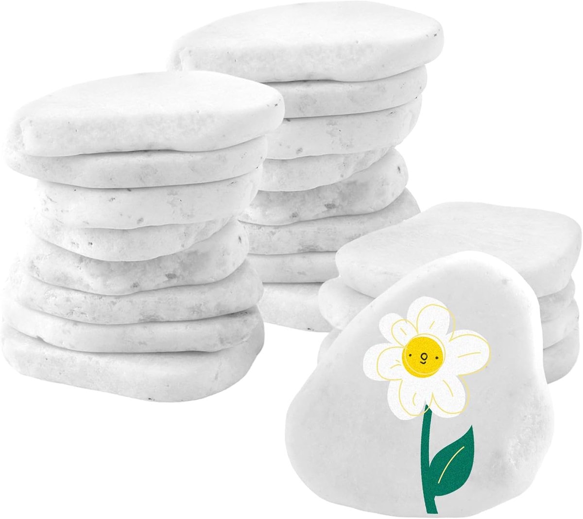 20 stuks kiezelstenen om te beschilderen, 5-8 cm, wit, gladde rivierstenen om te beschilderen, platte stenen om te beschilderen, natuurlijke riviersteen, platte kiezelstenen om te beschilderen