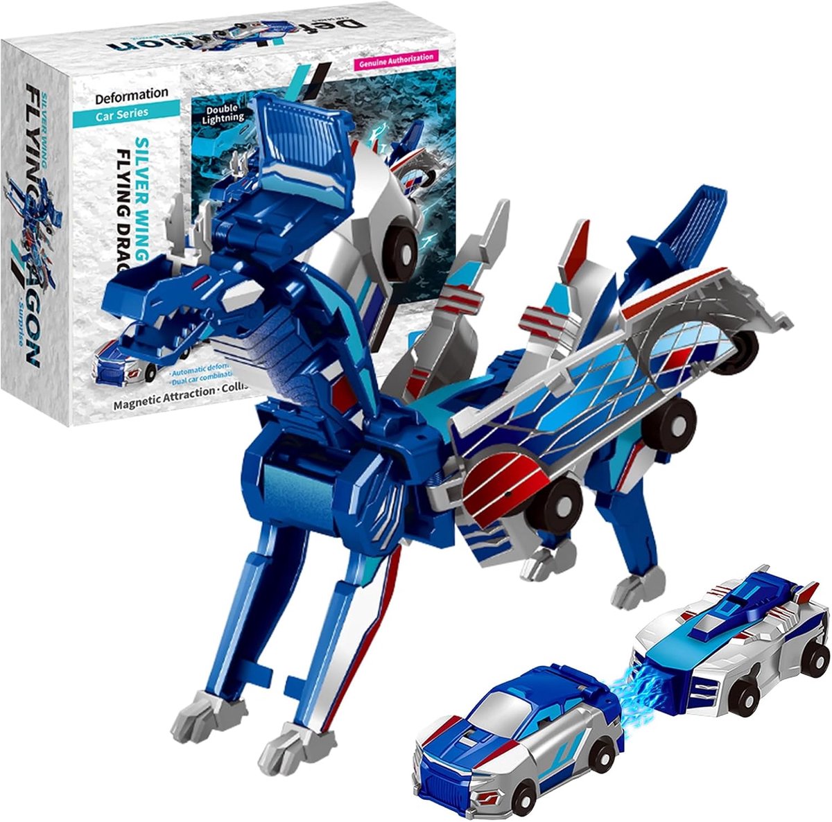 2-delige transformerende auto-robot speelgoed, eenhoornrobot, robot die transformeert door botsing, eenhoorn auto-robot set, eenhoorn auto's speelgoed, Car Toy Set