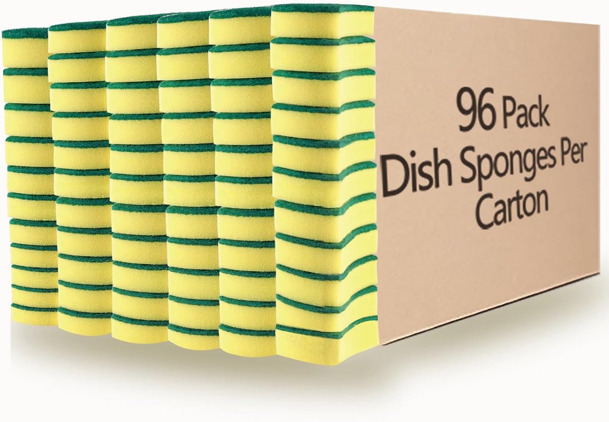 Sponzen,96 Pack Non-Scratch voor Schotel, Scrub Sponzen..