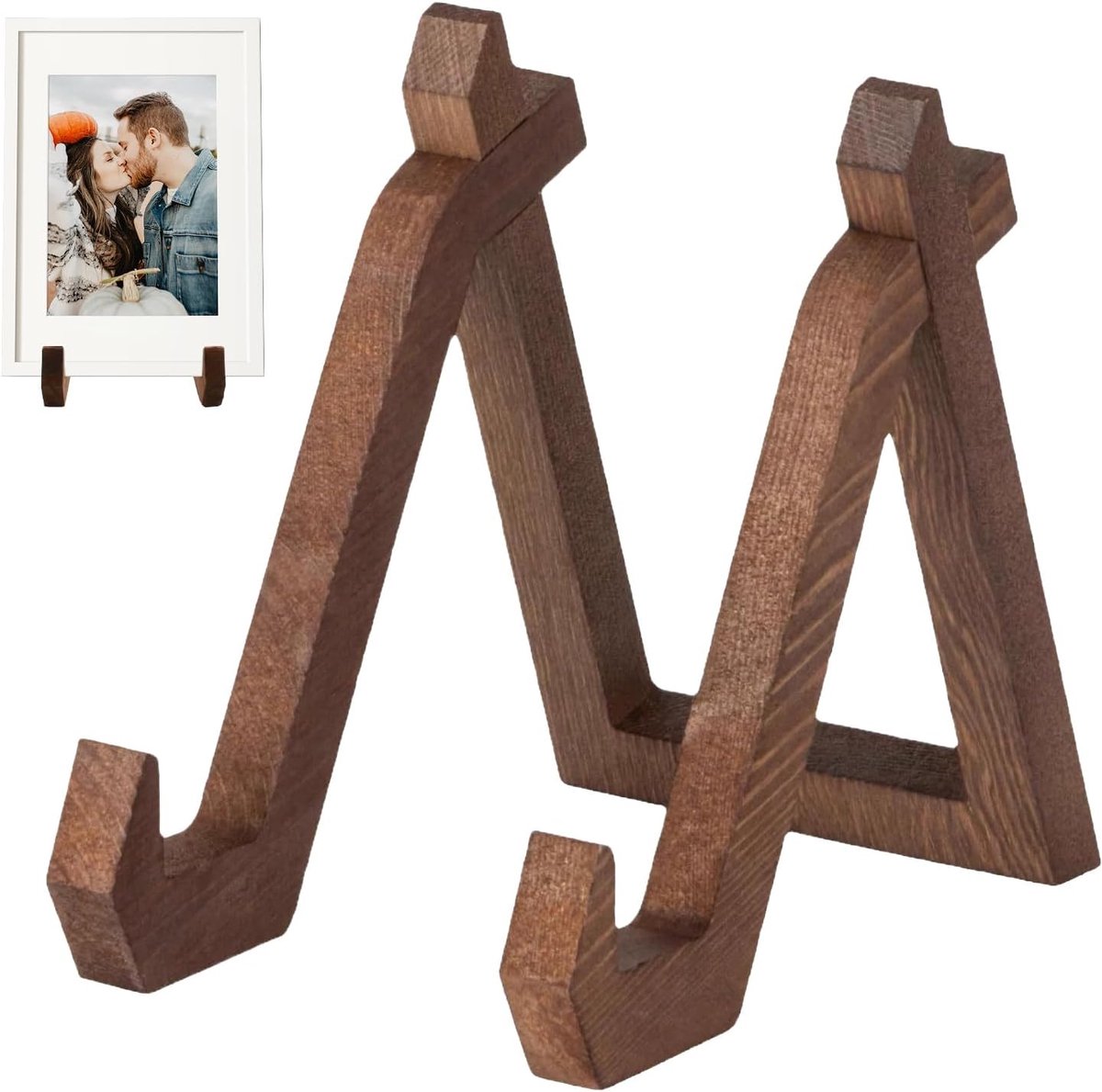 Bordhouder van Hout, Tafelbord, Display voor Fotolijsten en Multifunctionele Ezel, voor Boeken en Tablets, Vintage Design, 15,2 cm
