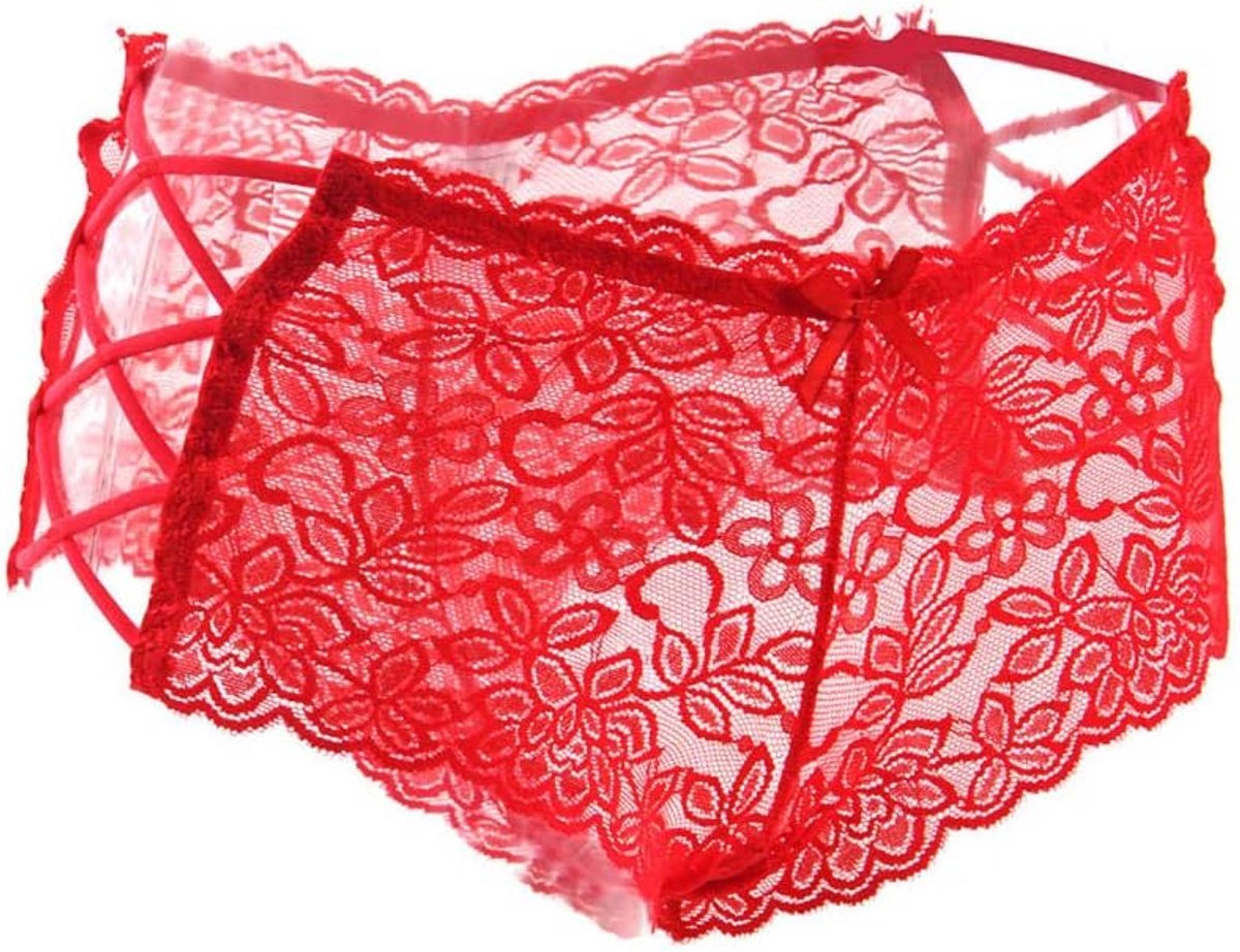 Babydolls, nachtjaponnen & negligés dames Sexy Lingerie Vrouwen Kant Plus Size Slips Ondergoed Erotische Slipje Porno G-String Hollow Out Kostuum Verleiding Nachtkleding-Red_XXL