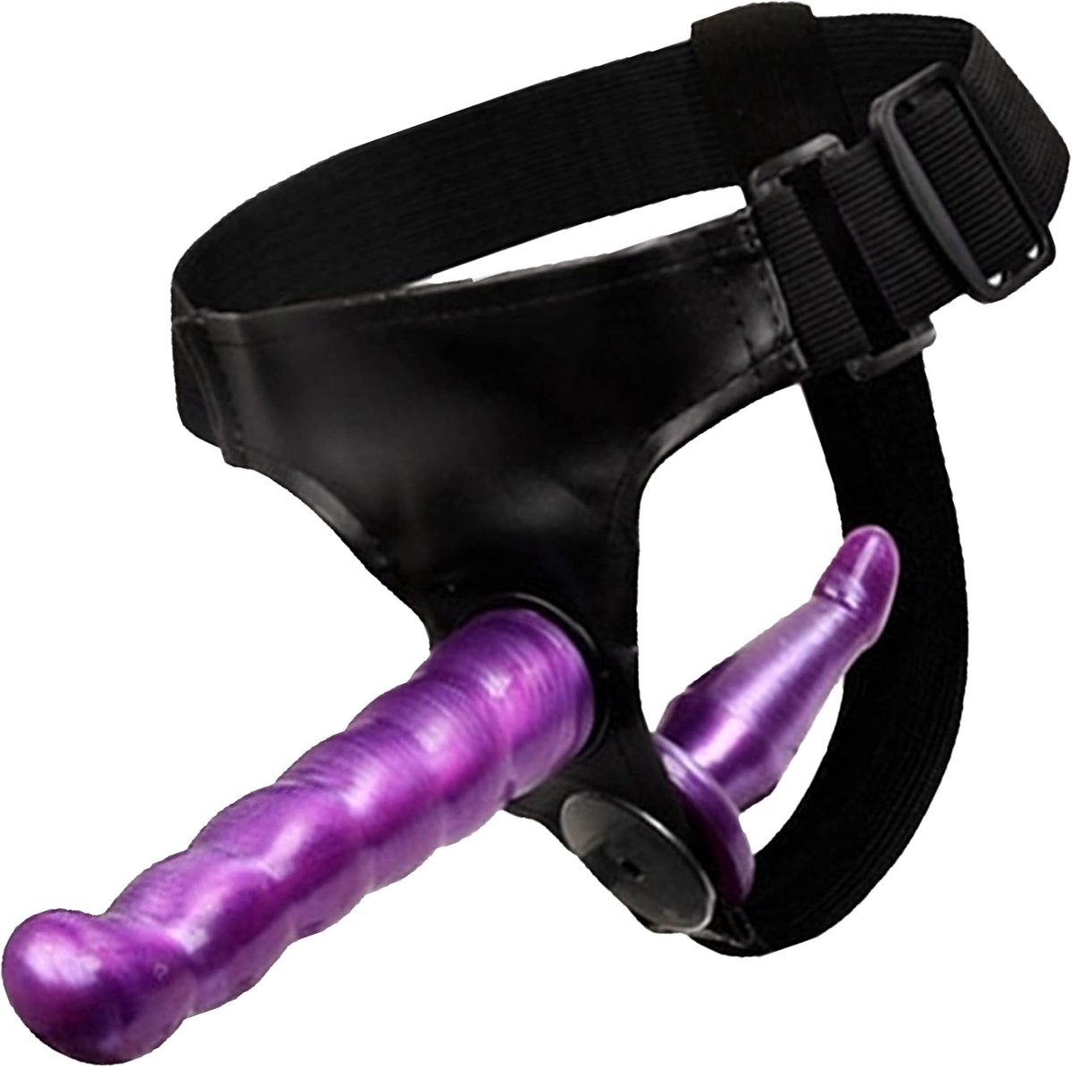Set met 2 Dildo's voor Vrouwen 17,5 cm ⌀ 3,5 cm buiten & 12 cm ⌀ 3,9 cm binnen Dubbele dildo Harness elastisch paars voor lesbische seks & gelijktijdige stimulatie FOPS D24-10