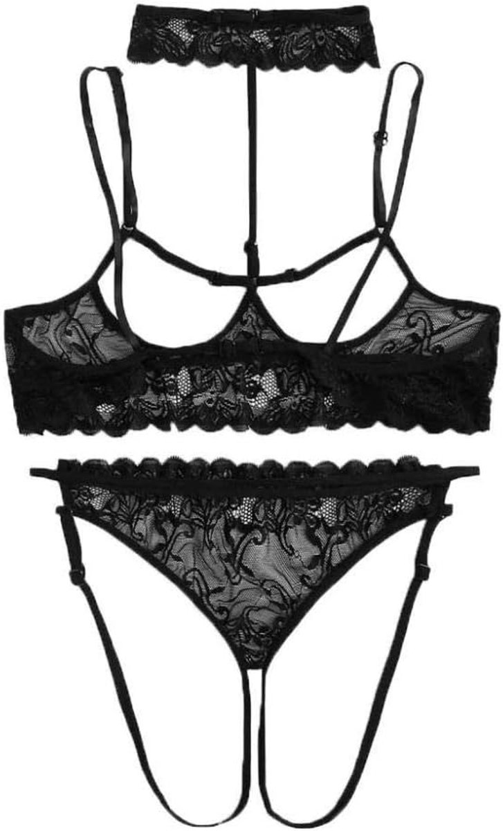 Sexy dames erotische lingerie Dames Ondergoed Sexy Lingerie Hollow Plus Size Kanten Beha String Verleiding Perspectief Erotische Set