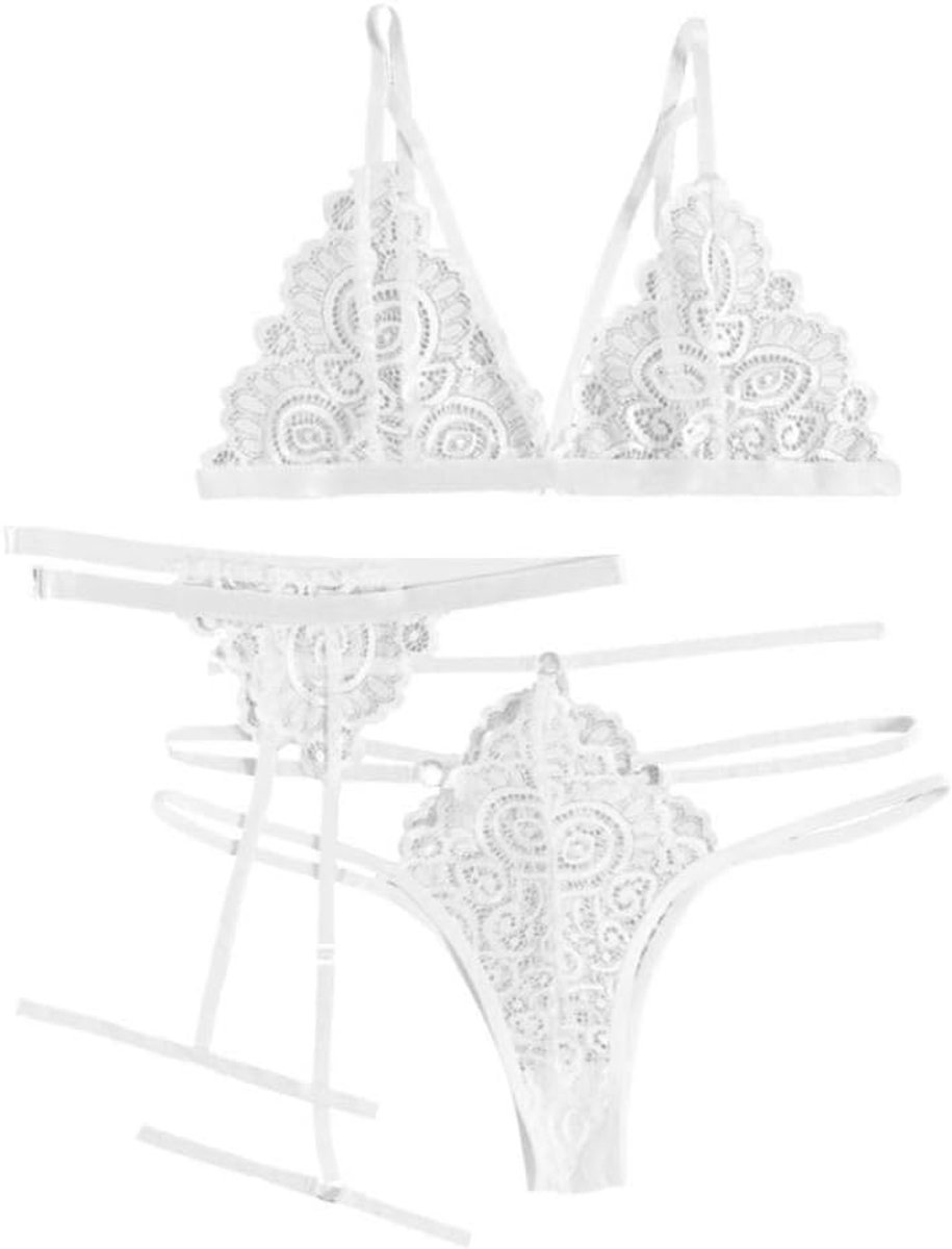 Lingerie Dameslingerie 3 ST Poeno Dames Sexy Lingerie Kousenband Draadloze Bandage Verleiding Kanten Beha Perspectief Ondergoed Erotische Set