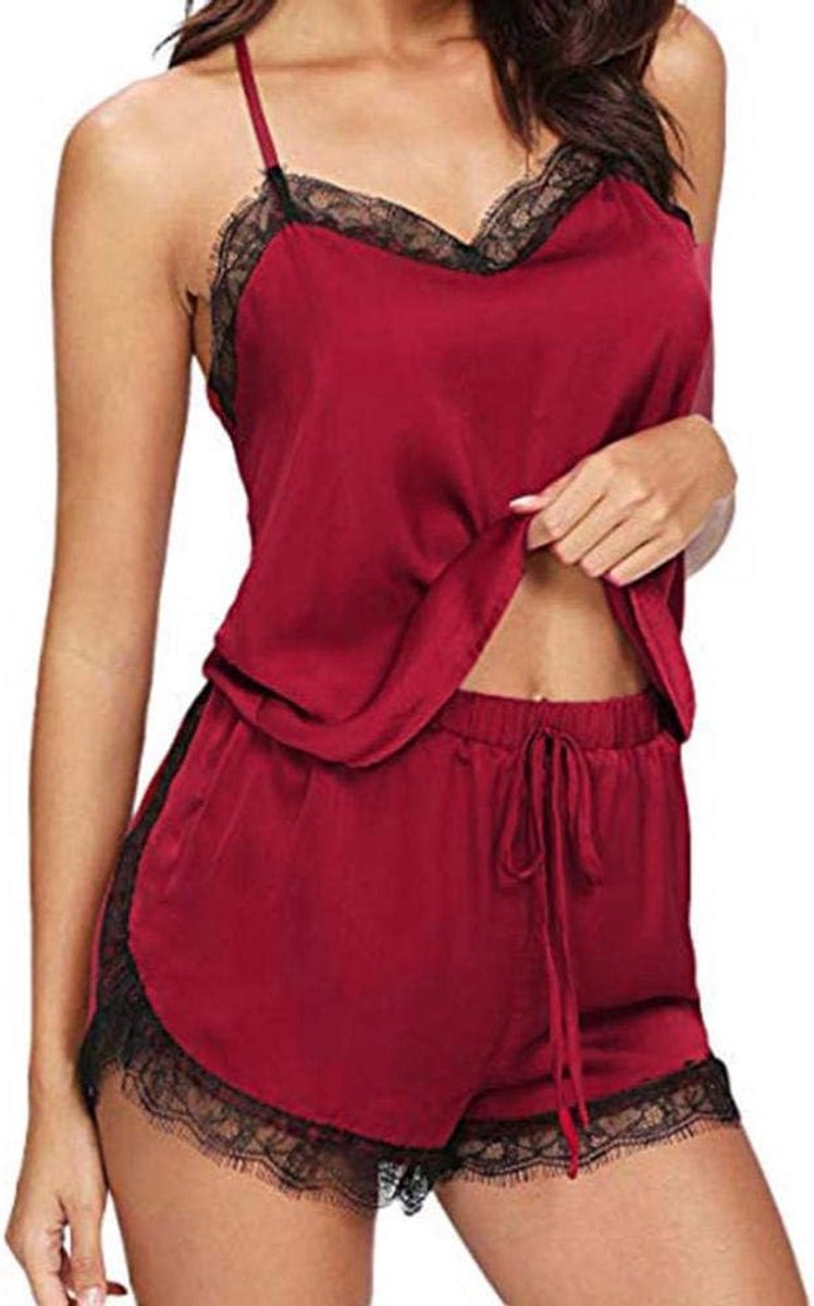 Lingerie & ondergoed Dames Strappy Satijnen Pyjama Nachtkleding Sexy Satijnen Lingerie Set