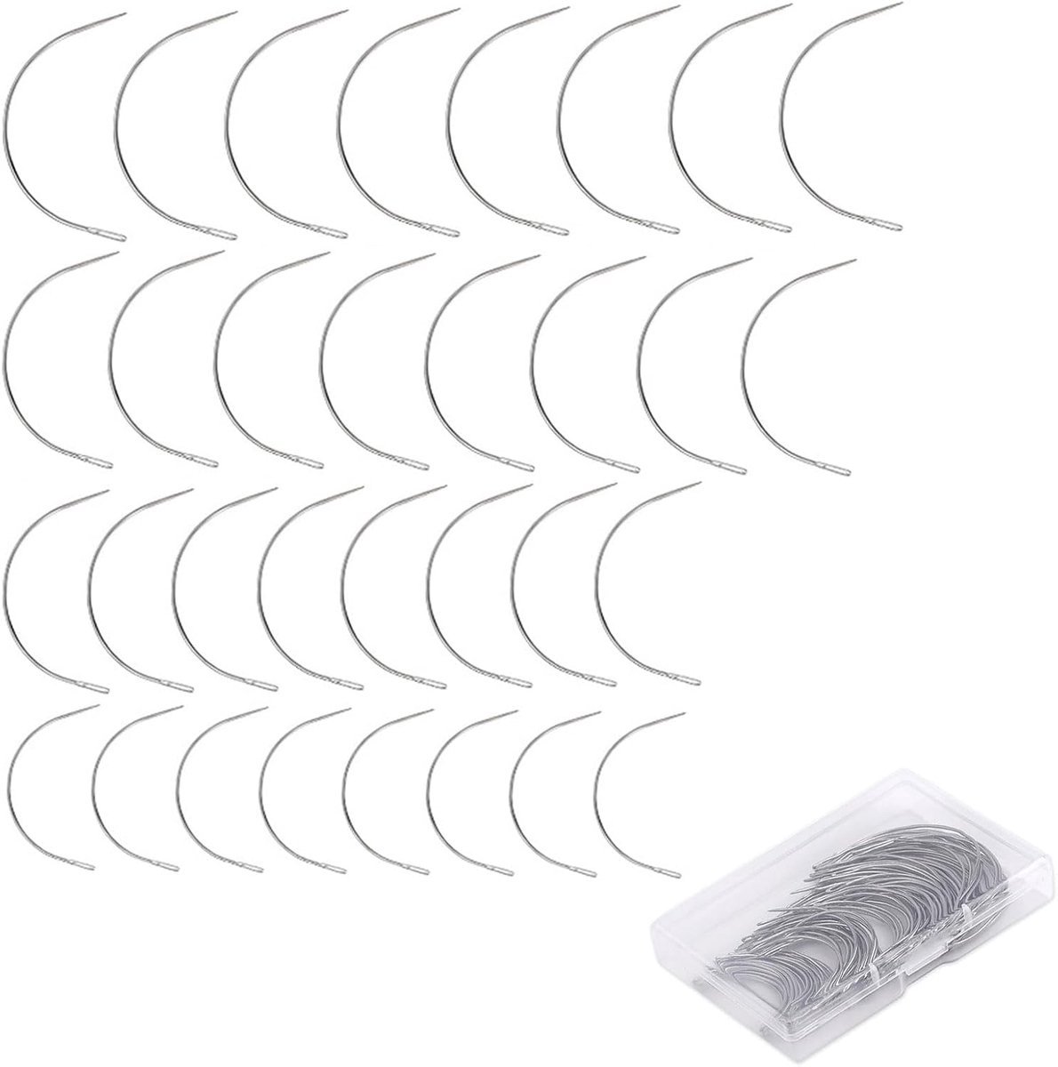 0XBIT Gebogen Naald Set - 100 Stuks in 4 Maten Met Transparante Doos, 3,5 Voor het Naaien van Leer, Handwerk