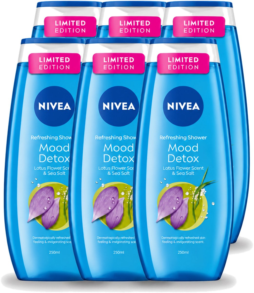 6 x Nivea – Douchegel – Creme Mood Detox – 250 ml - Voordeelverpakking - 6 stuks