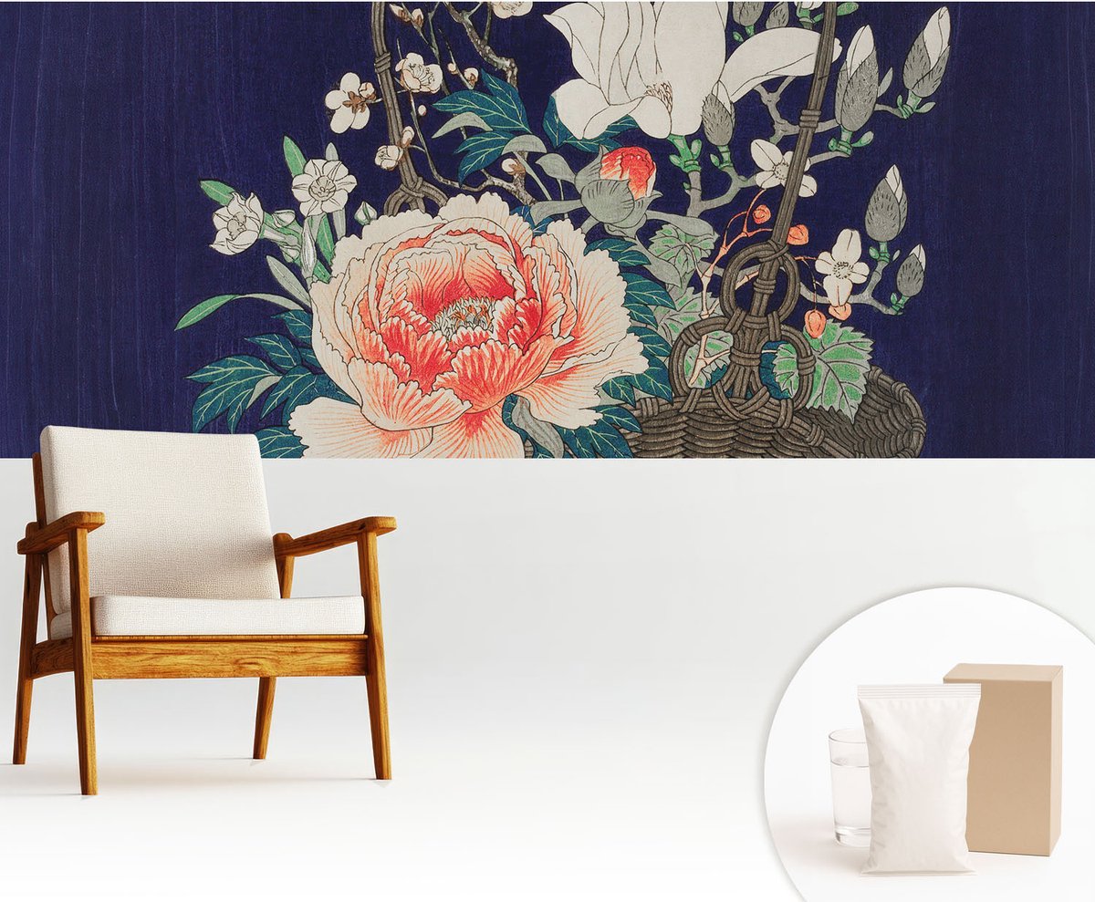 Wallfluent Fotobehang - Marine Vliesbehang - 250x104 cm - Bloemenmand Muurschildering - Slaapkamer behang Bloemen En Planten - Fotobehang Vlies - Slaapkamer behang